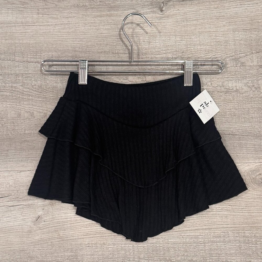 SLS Apparel Knit Rib Ruffle Skirt